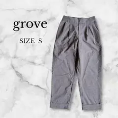 グローブ テーパードパンツ スラックス グレンチェック ウエストゴム 綺麗め