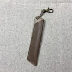 ハンドメイド♪タンニン舐めし本革ペンケース一本挿し、濃ベージュ