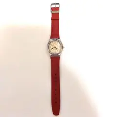 【新春特価】SWATCH レザーベルト レディース腕時計(レッド革ベルト)