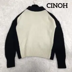 CINOH チノ ハイネックニット 長袖セーター バイカラー ウール 38