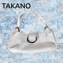 【美品】鎌倉高野　レイクバッグ　クロコ型押し　ホワイト　ハンドバッグ