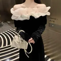 【最終価格】ワンピースパーティー ドレス結婚式　二次会同窓会お呼ばれベルベットM