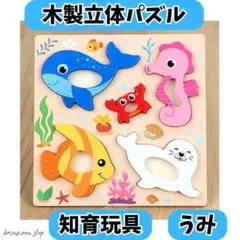 木製立体パズル 海のいきもの クジラ 熱帯魚 カニ オットセイ 知育玩具 新品