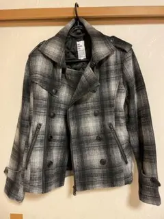 【美品】セマンティックデザイン チェック柄ピーコート