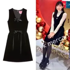 kate spade ベロア リボン ワンピース ブラック 渡辺美優紀