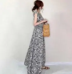 体系カバー FREEサイズ マキシワンピース 花柄 カジュアル レディース