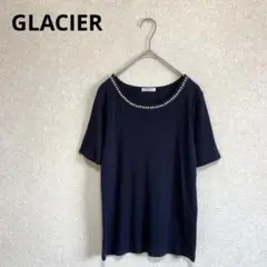 GLACIER グラシア ビジュー付きTシャツ カットソー ネイビー M