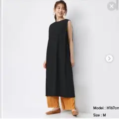 GU　ジーユー　ショルダータックワンピース　ノースリーブ　ブラック