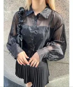 PHILLY ビジューポイントシアーシャツ