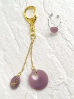 ハンドメイド 秋色あずき色 チャーム＆リング 2点セット
