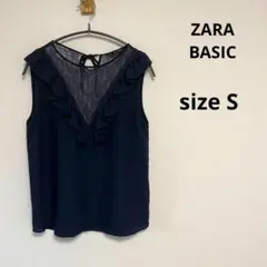 【ZARA BASIC 】ザラベーシック(S)ブラウス　タンクトップ　ネイビー
