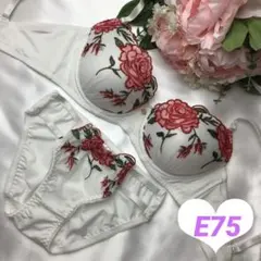 ブラジャーu0026ショーツセット E75 花柄 レース キュート セクシー 下着
