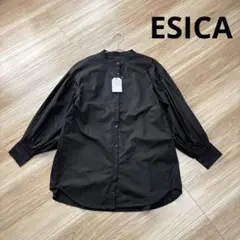 未使用　エシカ　バンドカラー　シャツ　ボリュームスリーブ　ロング丈　ESICA