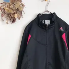 1086 美品【アディダス】L ジャージ トラックジャケット ブラック△