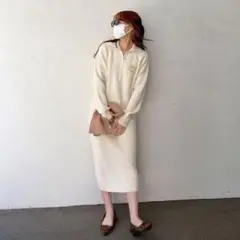 NUGU ジップアップニットロングワンピース