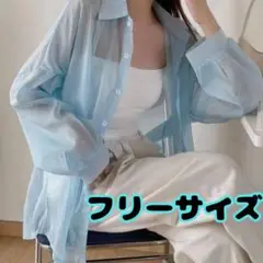 シースルーライトブルーシャツ フリーサイズ