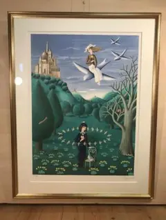 ペイネ　「幸福鳩に乗って」　リトグラフ　直筆サイン・エディション有り ペイネ 「幸福鳩に乗って」 リトグラフ 直筆サイン