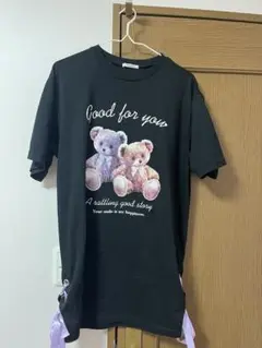 Majoretty 地雷 クマイラスト Tシャツ 黒