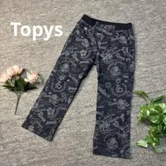 Topys トピーズ　デニム　ウェストゴム　総柄　フレア　ハワイアン　綿　38