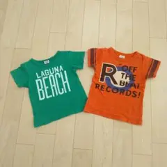 FOキッズ、ジャンクストアーTシャツ 100cm 緑・オレンジ