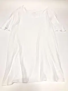 TOUJOURSトゥジュー クルーネックシアーTシャツ ホワイト　Fサイズ