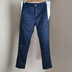 【美品】マーク&ロナ 冬用パンツ 総柄 プリマロフト素材 紺 Mサイズ