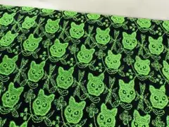 刺繍生地.シーチングリネン.幅135cm×50cm.グリーン糸刺繍