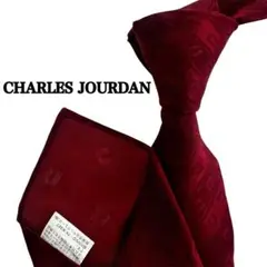 CHARLES JOURDAN バーガンディ ボルドー　ストライプ柄ネクタイ