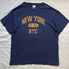 New York スーベニア Tシャツ ネイビー 3段プリント　DELTA L
