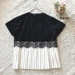 アベイル　半袖Tシャツ M レース付き　プリーツ　Rag out