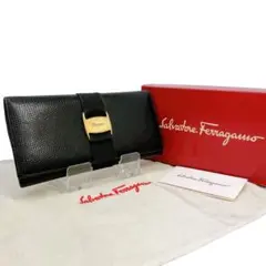 【極上品】サルヴァトーレフェラガモ 長財布 リザード レザー ヴァラ 金具