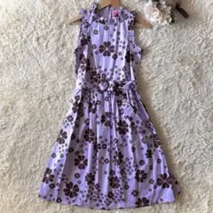 新品タグ付 ケイトスペード 花柄ワンピース ミモレ丈 ベルト フリル