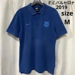 希少2019年 Ｆ.C.バルセロナ・オフィシャル移動用ポロシャツ ブルー系 M