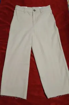 【H＆M】ワイドハイウエスト　ストレッチ　パンツ　八分丈