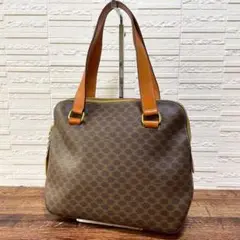 セリーヌ マカダム レザー ハンド ショルダー トート バッグ ゴールド金具