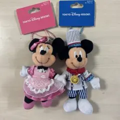 シェフミッキー　ミニー　ぬいぐるみストラップ　ぬいば