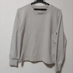 ユニクロ ソフトニットパフスリーブクルーネックT【М】ベージュ　シンプル　無地