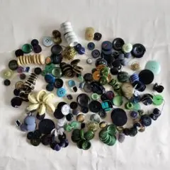 昭和レトロ　ボタンセット　青緑系