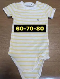 60-70-80 ［まとめ買い 得］TOMMY 黄色ボーダー　ロンパース半袖　男