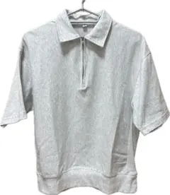 GU 男女兼用 S ハーフジップ スウェT 5分袖 Q LIGHT GRAY