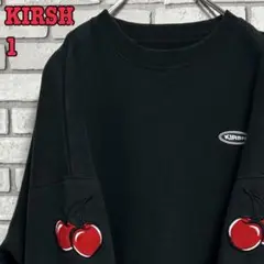 KIRSH☆トレーナー スウェット チェリー 刺繍 袖ロゴ ブラック 1サイズ