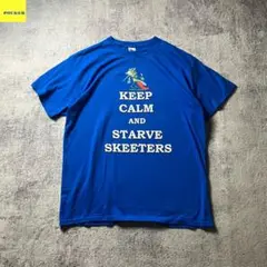 GILDAN KEEP CALM プリントTシャツ 青 L コメディ系