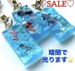 ❤️New❤️数量限定❤️ レジン　光を蓄えて暗闇で光る　金魚　チャーム　キーホルダー