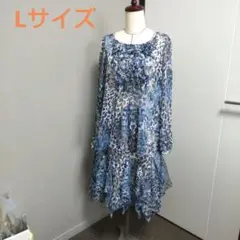 otto レオパード柄フリルドレス、ブラウス+スカート