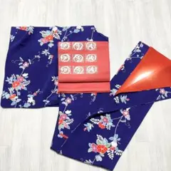 【A18】着物 小紋 袷 正絹 紺色 単品 初心者・着付練習やアレンジに