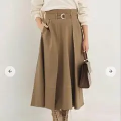 COHINA ステッチデザインタックスカート S カーキ