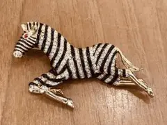 ヴィンテージ ブローチ しまうま 昭和レトロ 昭和 コスチュームジュエリー 馬