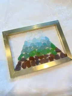 シーグラス　富士山　②　手作りキット　工作　アート　シーグラスアート　無加工