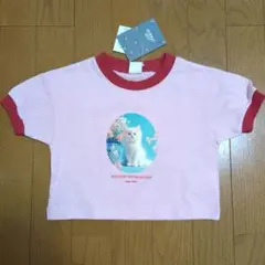猫プリント ピンク Tシャツ 100cm　softcheese