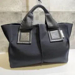 【美品】KAWA -KAWA　WET レザーハンドルトートバッグ　ブラック